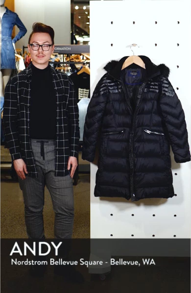 Faux Fur Detail Water Resistant Puffer Coat, sales video thumbnail