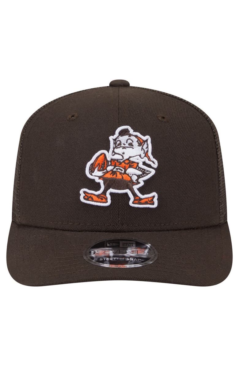 New Era Men's New Era Brown Cleveland Browns Main Trucker 9SEVENTY Stretch-Snap Hat, Alternate, color, 