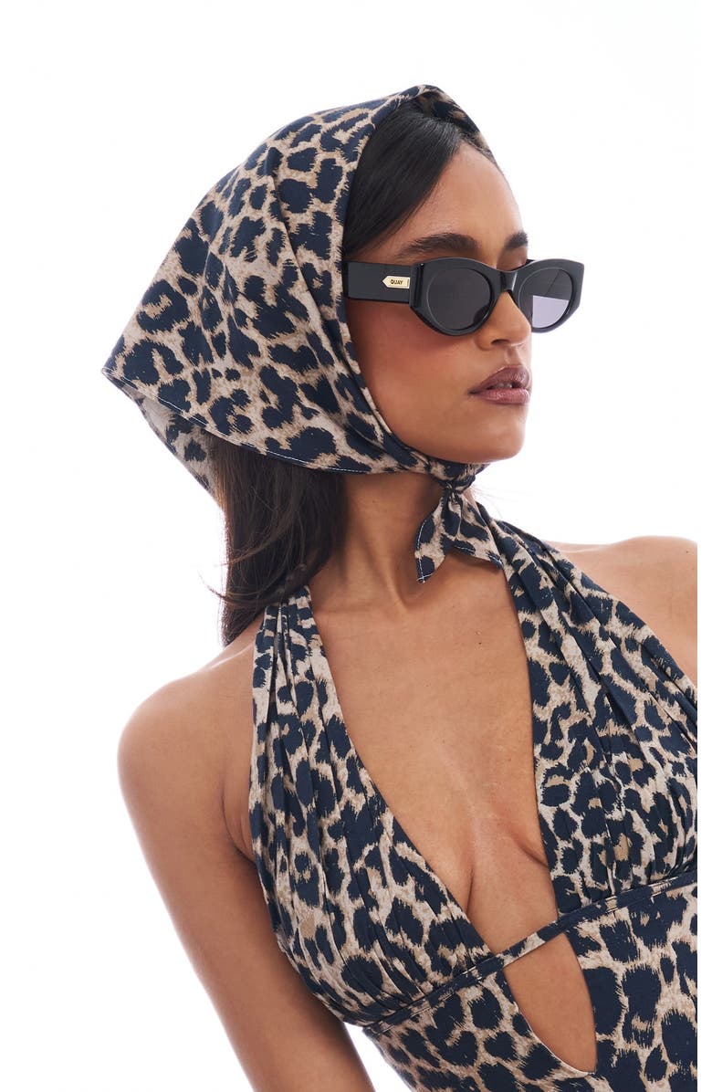 Miss Circle Spring Affair Print Linen Head Wrap Scarf, Main, color, Black