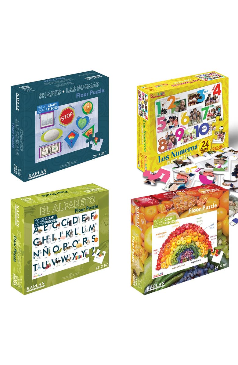 Kaplan Early Learning Company Spanish & Bilingual 24-Piece Floor Puzzles - Set of 4, Main, color, Multicolored