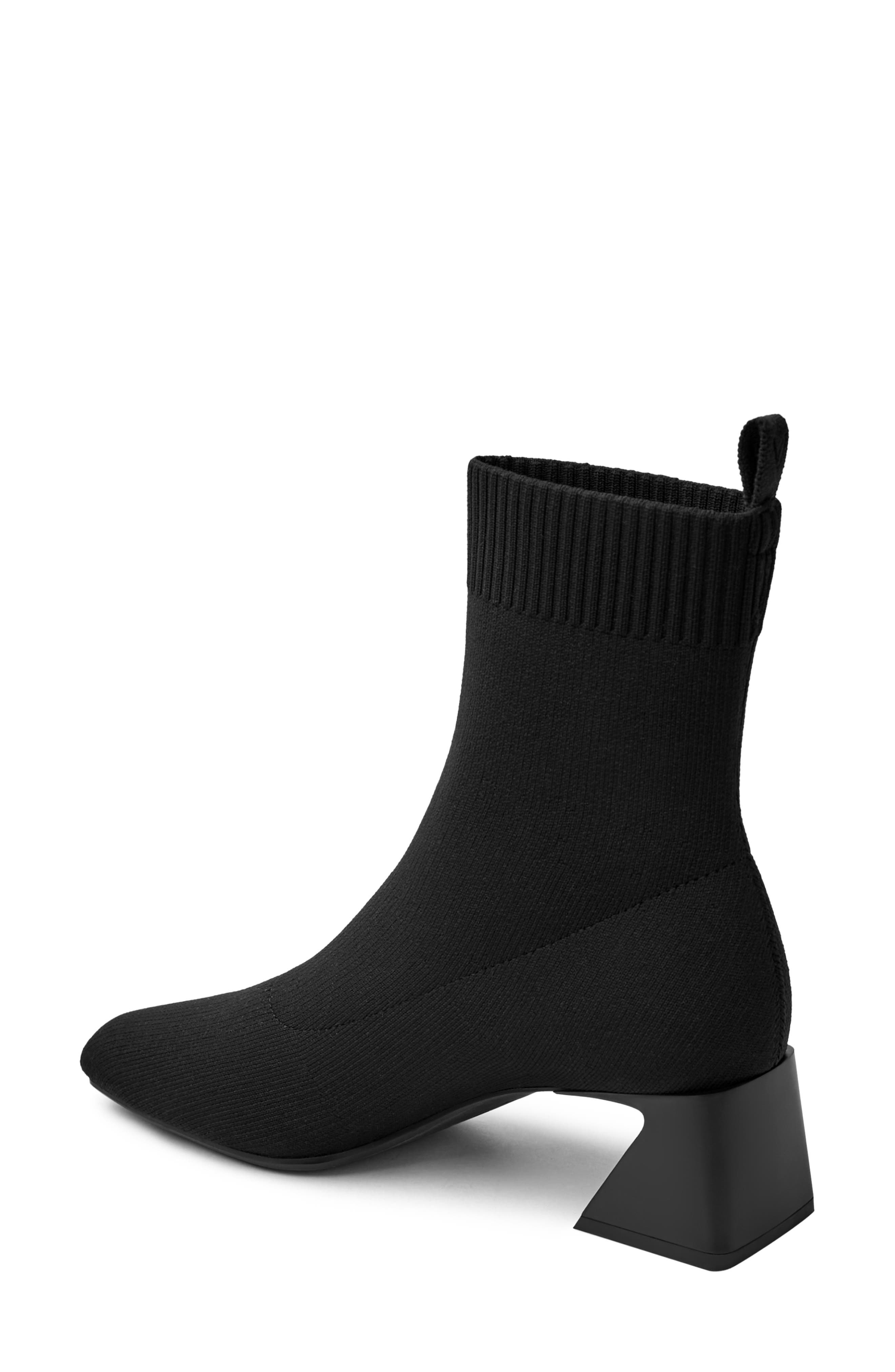 Square-Toe Water-Repellent Heeled Boots, Alternate, color, BLACK