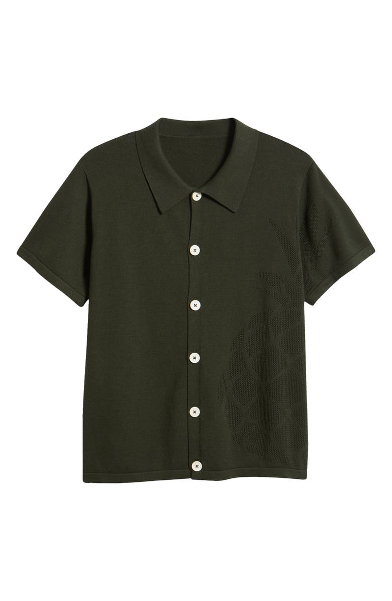 MAVRANS Green Pineapple Knit Short Sleeve Button-Up Shirt, Alternate, color, Green
