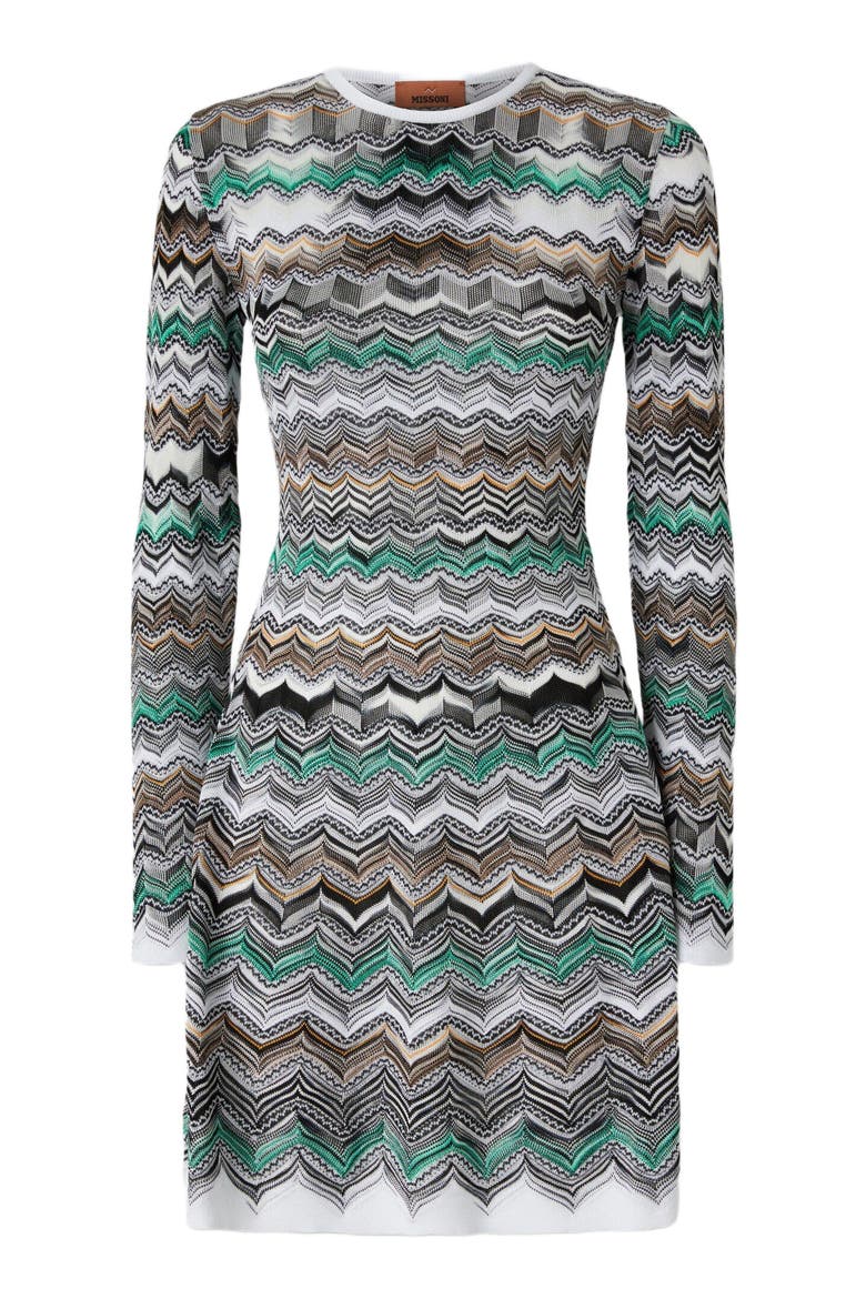 Mini Dress In English Rib Knit With Flame Pattern, Alternate, color, Multicoloured