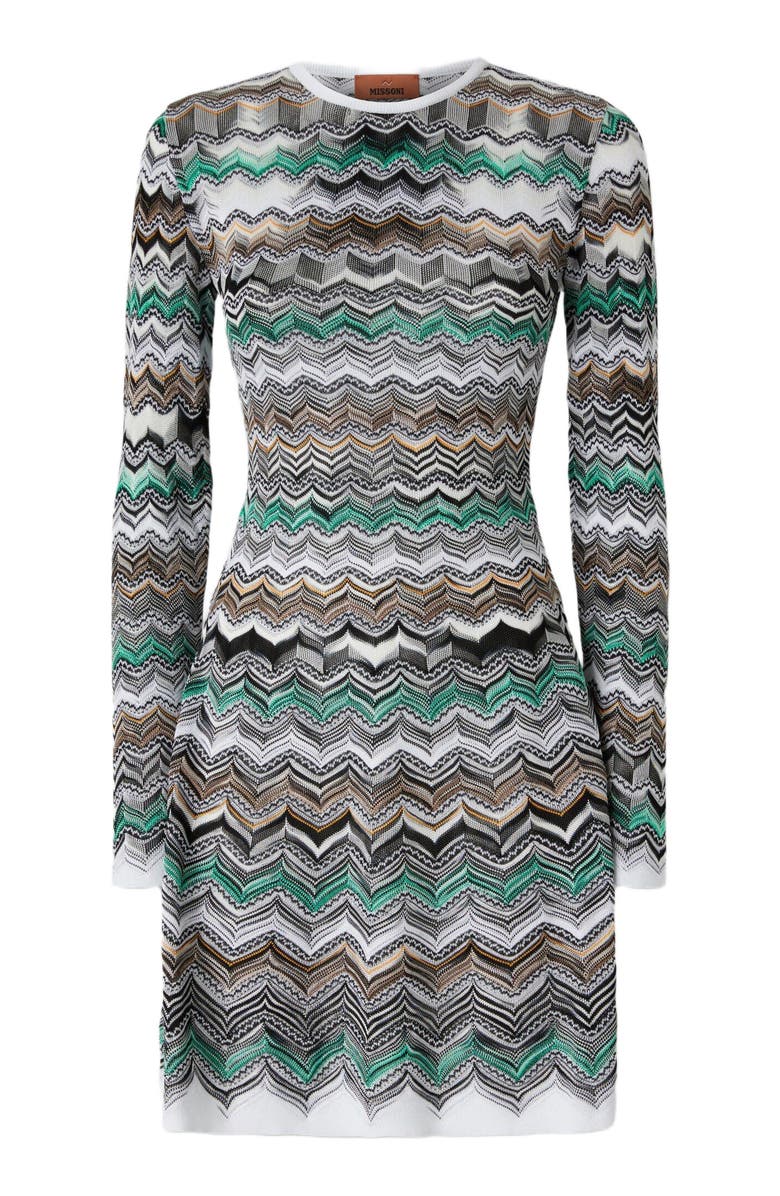 Missoni Mini Dress In English Rib Knit With Flame Pattern, Alternate, color, Multicoloured