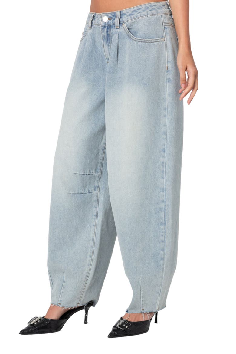 Baggy Low Rise Raw Hem Balloon Leg Jeans, Alternate, color, LIGHT-BLUE