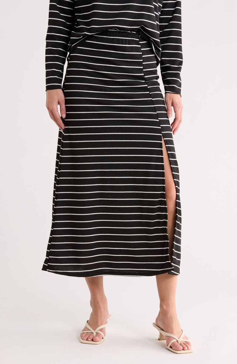 GO COUTURE Slit Maxi Skirt, Main, color, Black Stripe