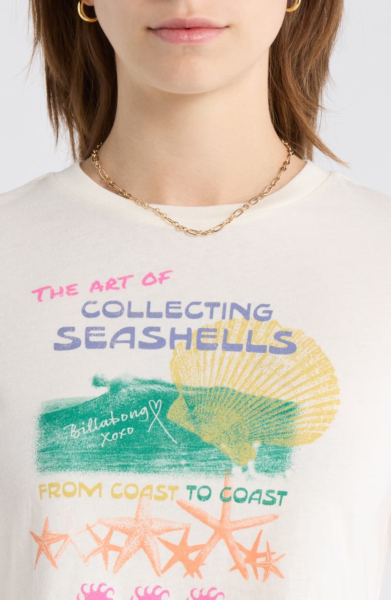 Billabong Coastal Adventures Crop Graphic T-Shirt, Alternate, color, White Cap