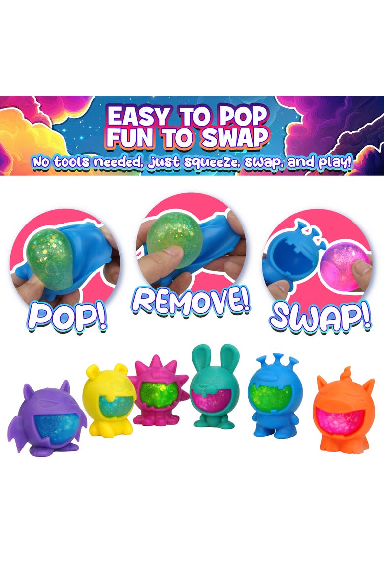 Glitter Gobblers Mystery Box Squishy Toys 6 Pack, Alternate, color, Multicolor