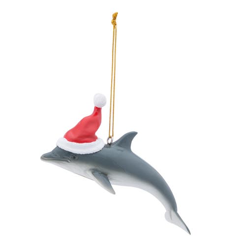 Dolphin With Santa Hat Ornament