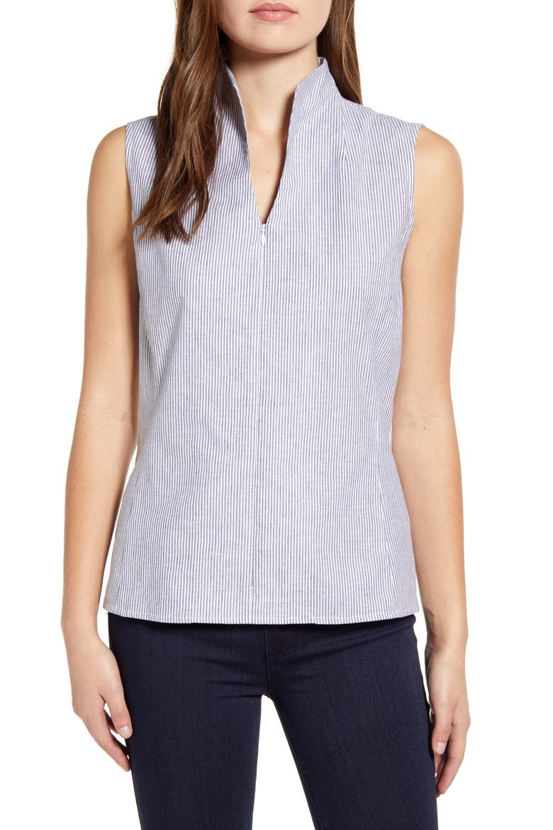 Stripe Woven Tank, Main, color, BLACK/ WHITE