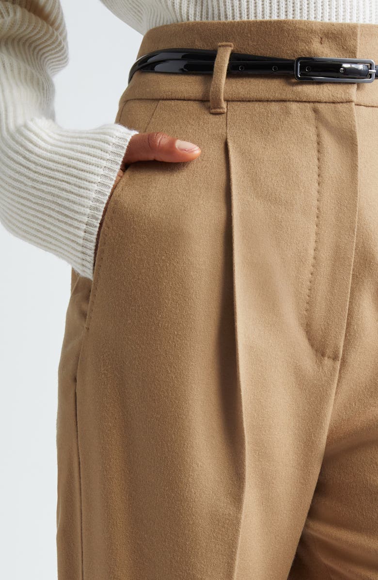 Max Mara Studio Zac Belted Virgin Wool Wide Leg Trousers, Alternate, color, 