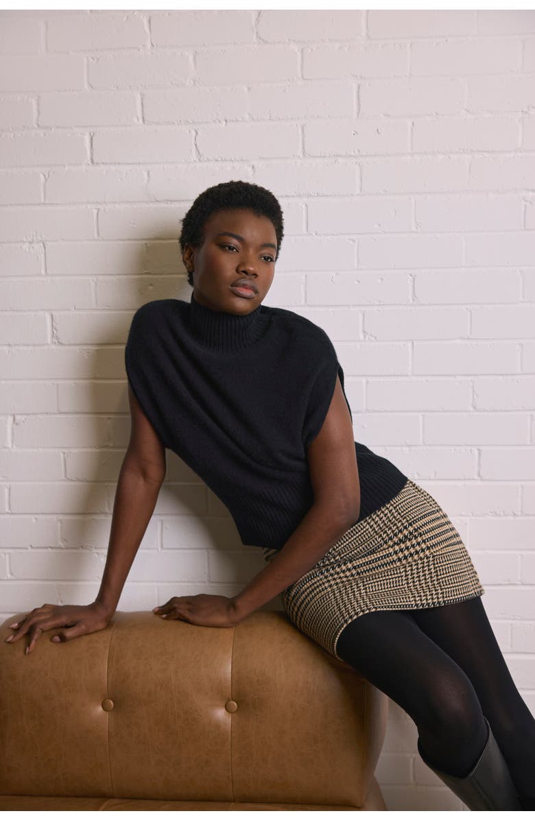 Brodie Pure Cashmere Marilyn Funnel Neck 100% Cashmere Vest, Alternate, color, Black