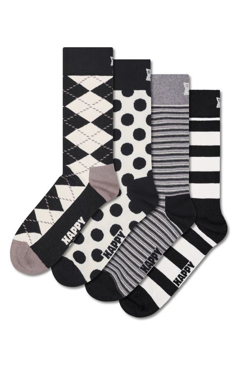 Assorted 4-Pack Black & White Socks Gift Box