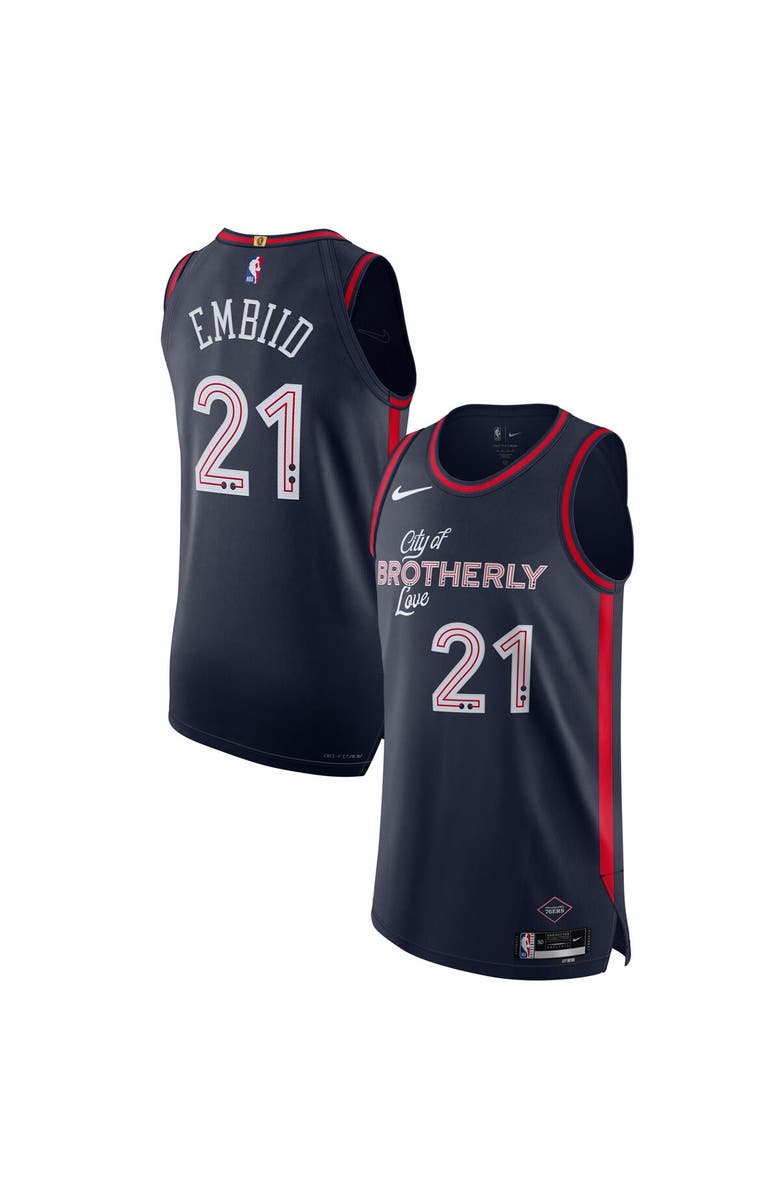 Nike Men's Nike Joel Embiid Navy Philadelphia 76ers  Authentic Jersey - City Edition, Alternate, color, 