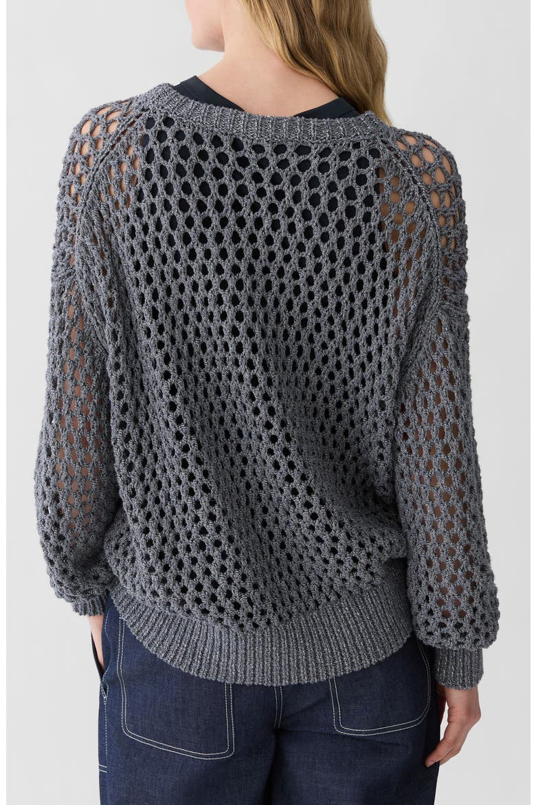 Hand Knit Cotton Open Stitch Sweater, Alternate, color, DENIM MULTI