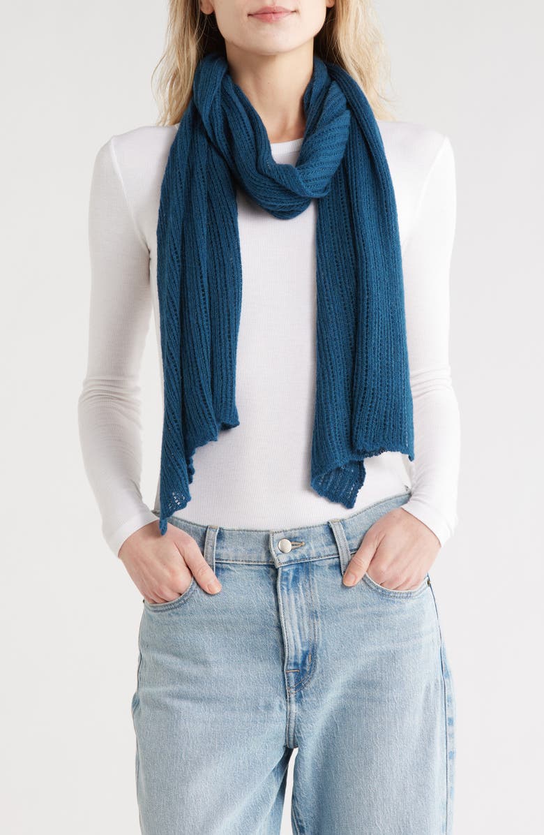 Portolano Open Knit Wrap Scarf, Main, color, Teal
