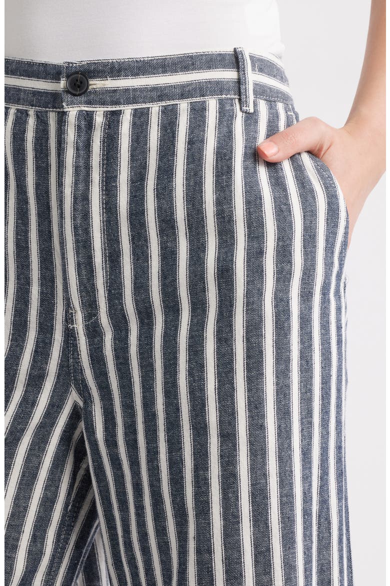 Zoe Relaxed Fit Wide Leg Linen & Cotton Pants, Alternate, color, NAVY WHITE STRIPE