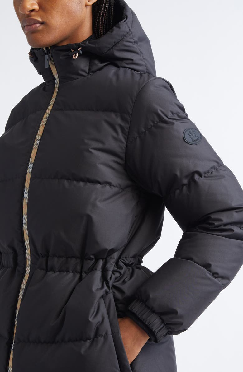 Burberry Keswick Quilted Down Hooded Puffer Jacket, Alternate, color, Black