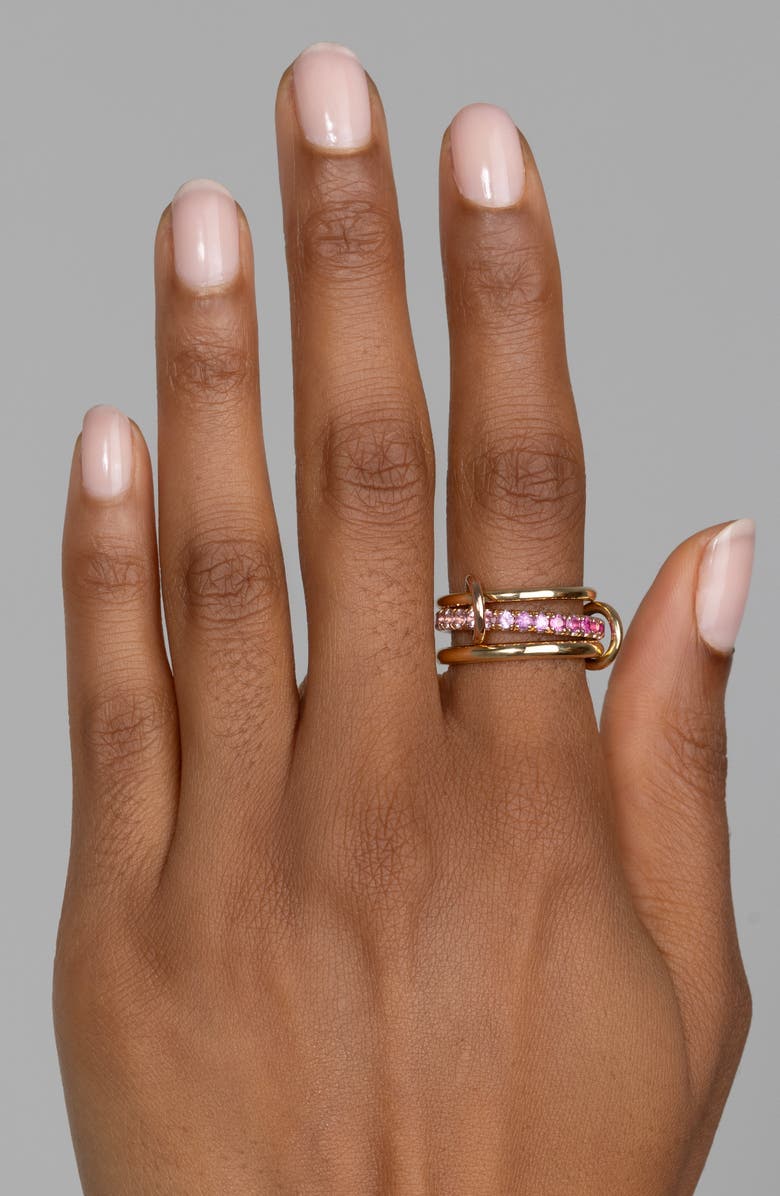 Spinelli Kilcollin Petunia Ombré Pink Sapphire Linked Ring, Alternate, color, Yellow Gold