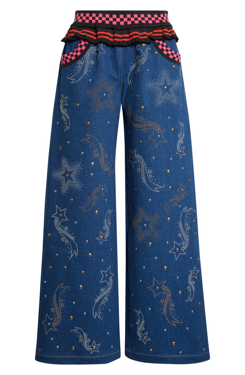 Chopova Lowena Peebles Studded Wide Leg Jeans, Main, color, Blue Multi