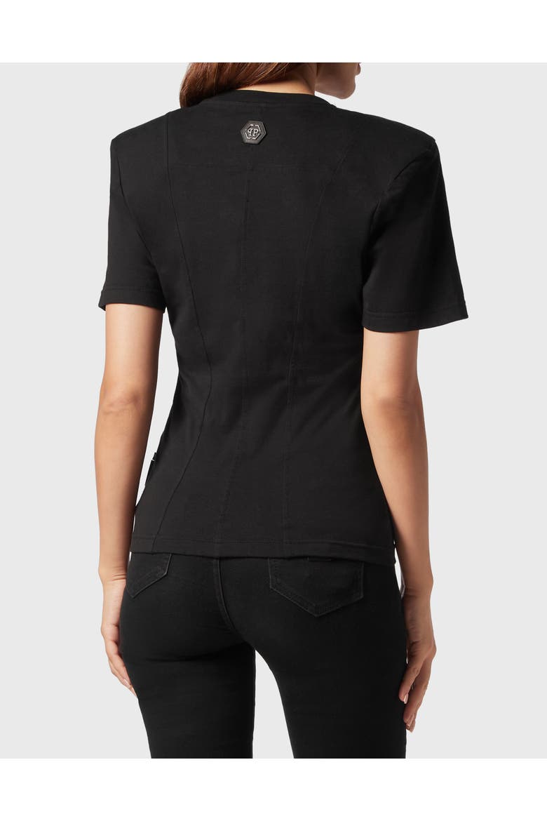 T-Shirt Round Neck Chrome Women, Alternate, color, black