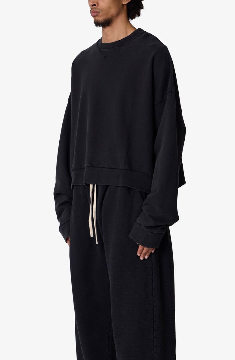 mnml Crop Cotton Crewneck Sweatshirt, Alternate, color, Washed Black