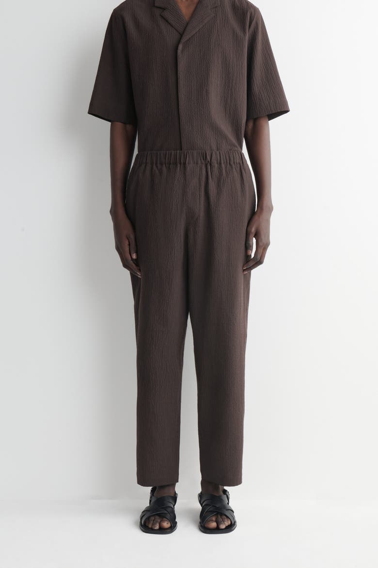 Seersucker Regular-fit Tapered Pants, Alternate, color, BROWN