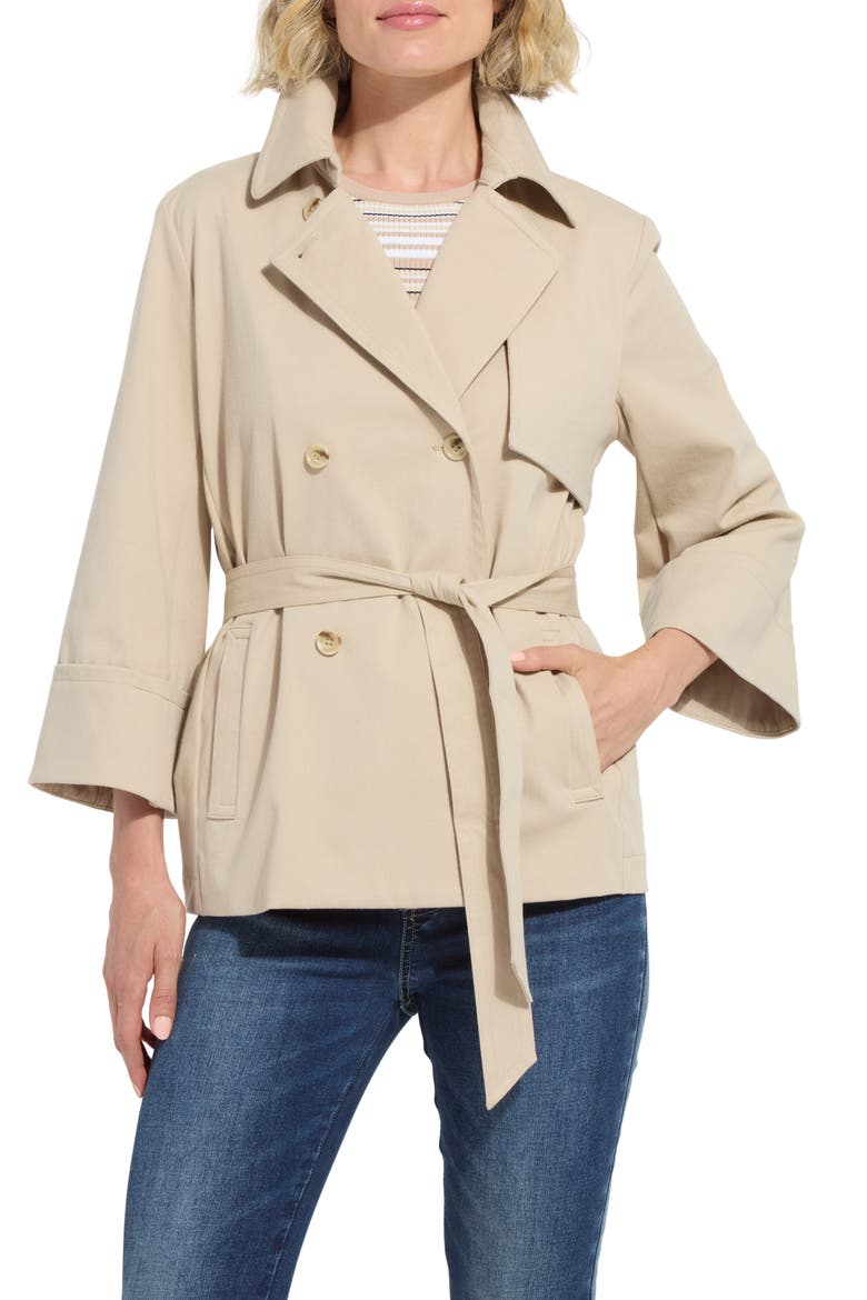 Dakota Crop Trench Coat, Main, color, CRISP KHAKI