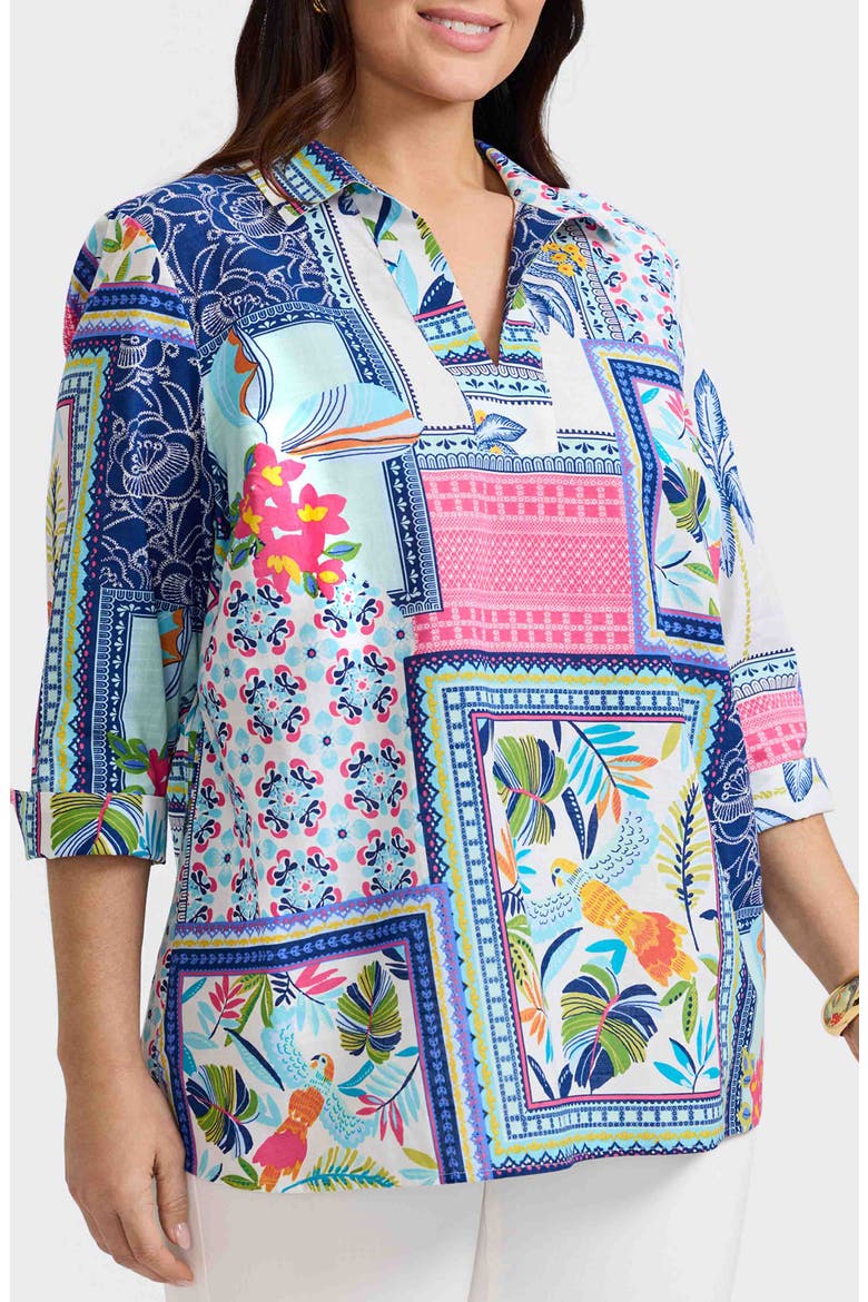 Julia Print Popover Shirt, Main, color, BLUE MULTI