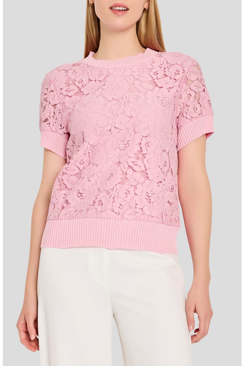 Lace Front Sweater, Main, color, TEA ROSE