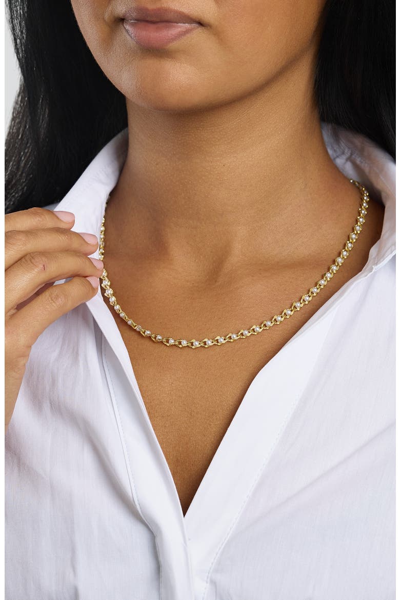 Faux Pearl Chain Necklace, Alternate, color, GOLD