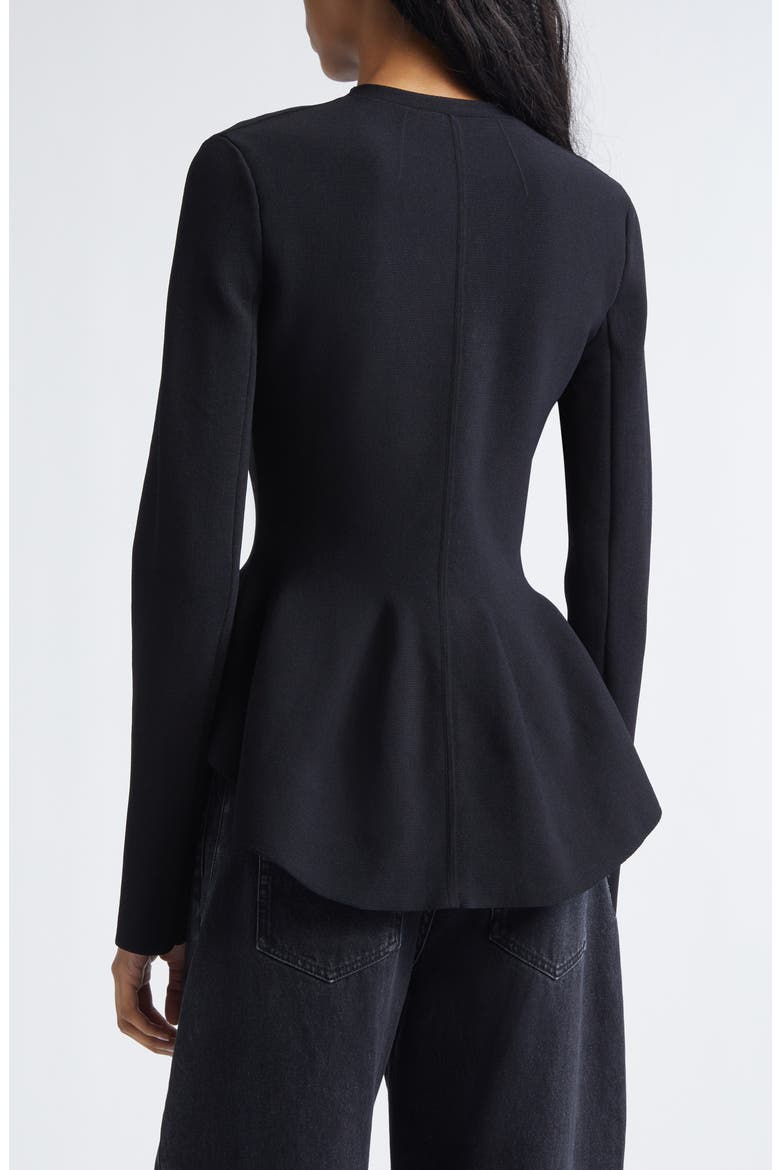 Dasha Compact Stitch Peplum Sweater Jacket, Alternate, color, BLACK