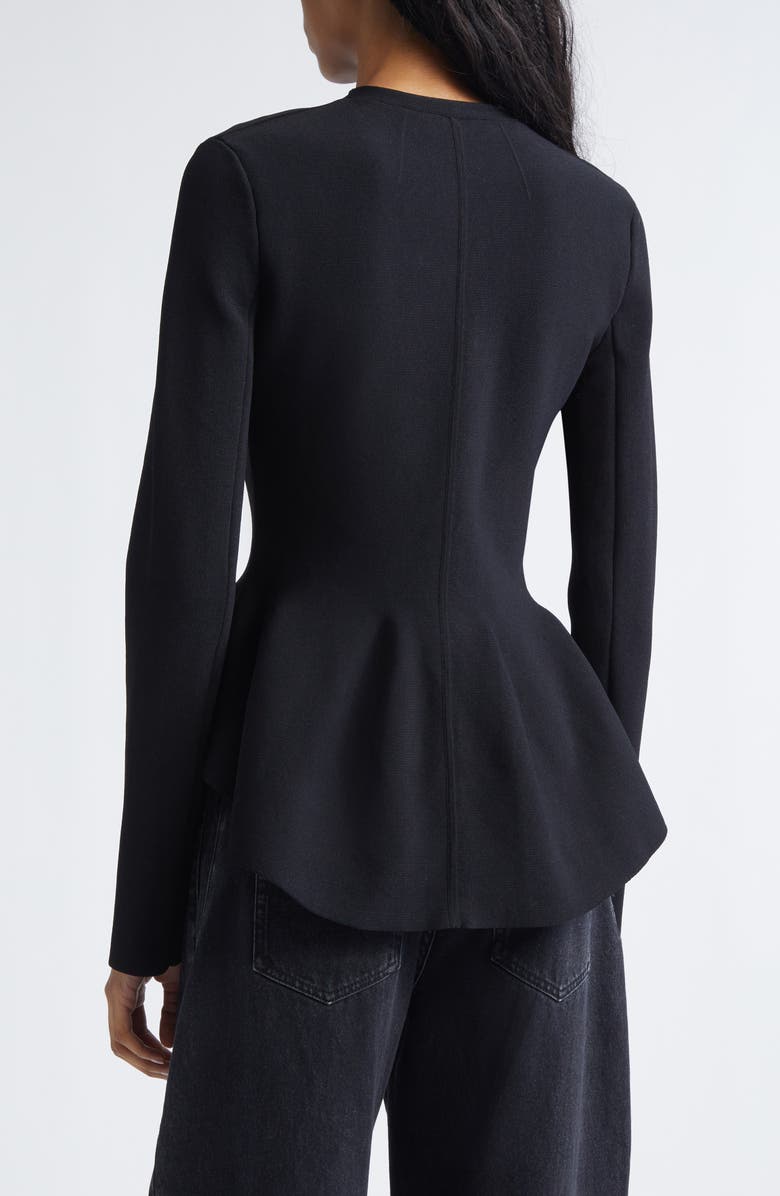Proenza Schouler Dasha Compact Stitch Peplum Sweater Jacket, Alternate, color, Black