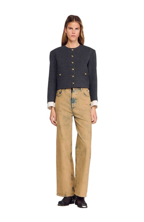 Sandro Rhinestone Tailored Jacket In Blue