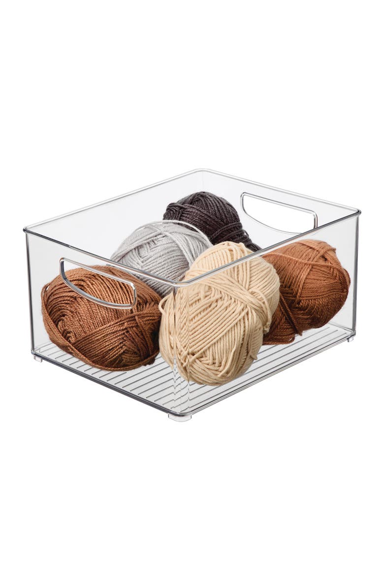 Linus Plastic Stackable Pantry Bin with Handles, Set of 4, Clear, Made in USA, Alternate, color, White