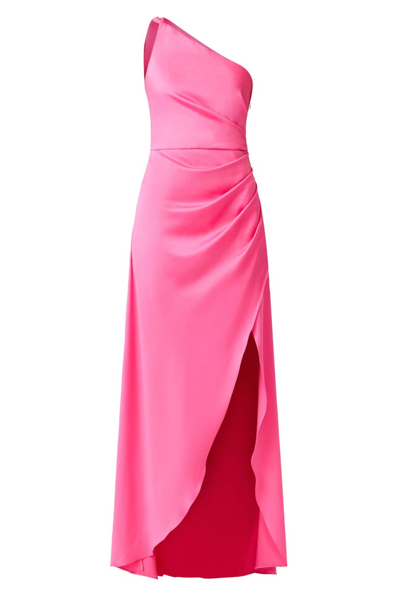 Biarritz One-Shoulder Satin Gown, Alternate, color, MAGENTA PINK
