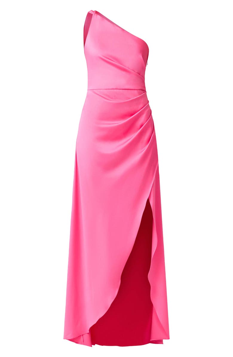 Elliatt Biarritz One-Shoulder Satin Gown, Alternate, color, Magenta Pink