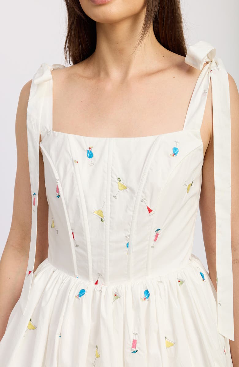 En Saison Nellie Embroidered Cotton Poplin Minidress, Alternate, color, White Pink Multi