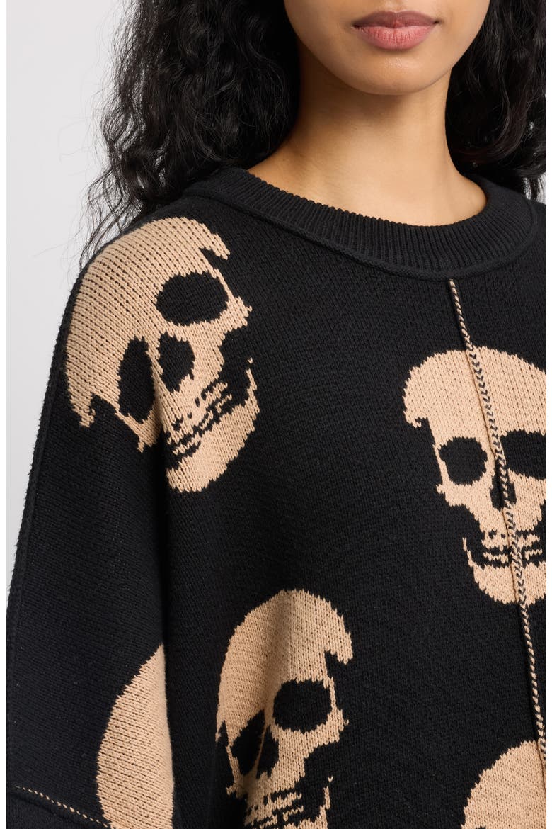 Bad to the Bone Oversized Sweater, Alternate, color, BLACK SKULLS