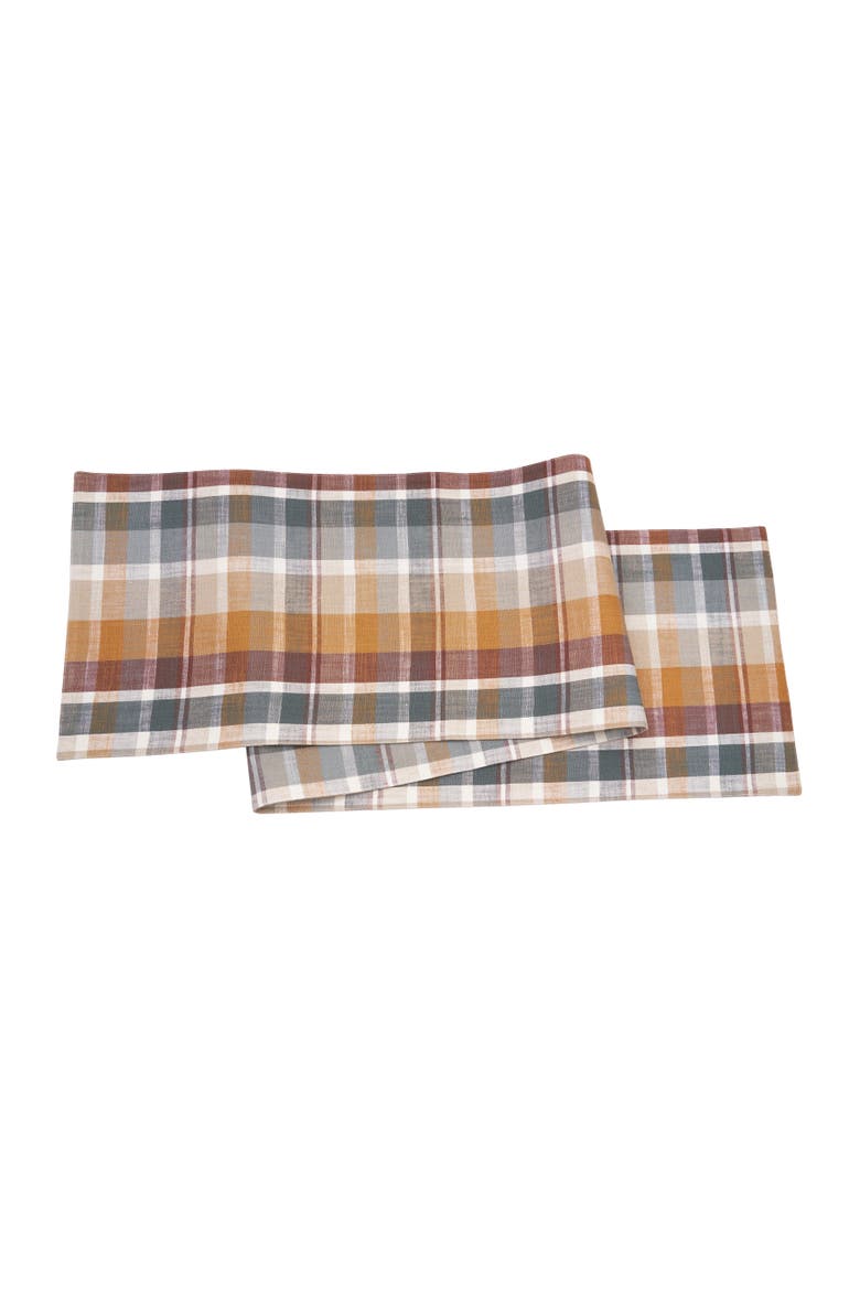Aspen Plaid 100% Cotton Table Runner 13" x 72", Main, color, Brown