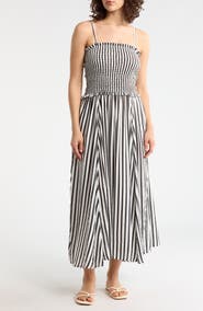 BOHO ME Stripe Smocked Cover-Up Midi Dress