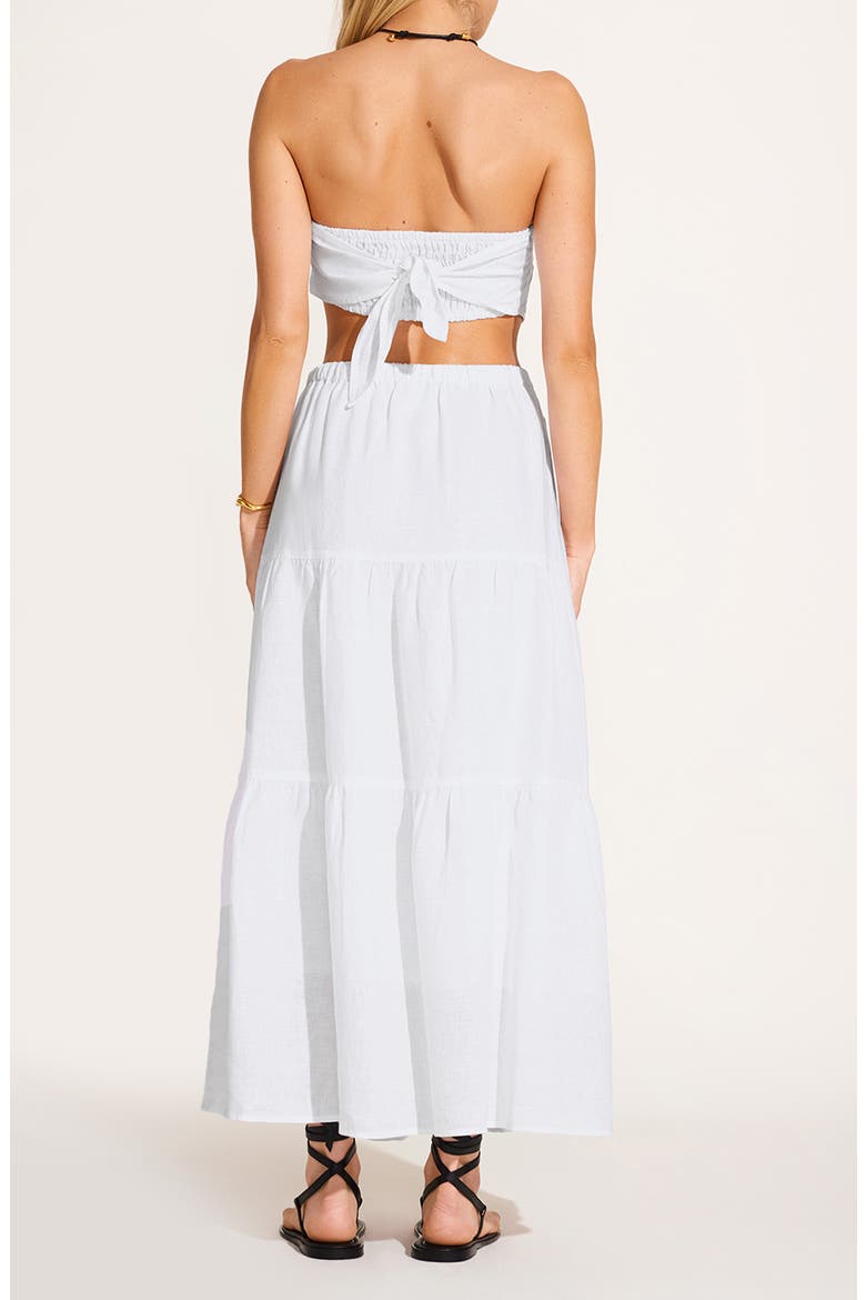 Joni Scarf Strapless Crop Top, Alternate, color, WHITE
