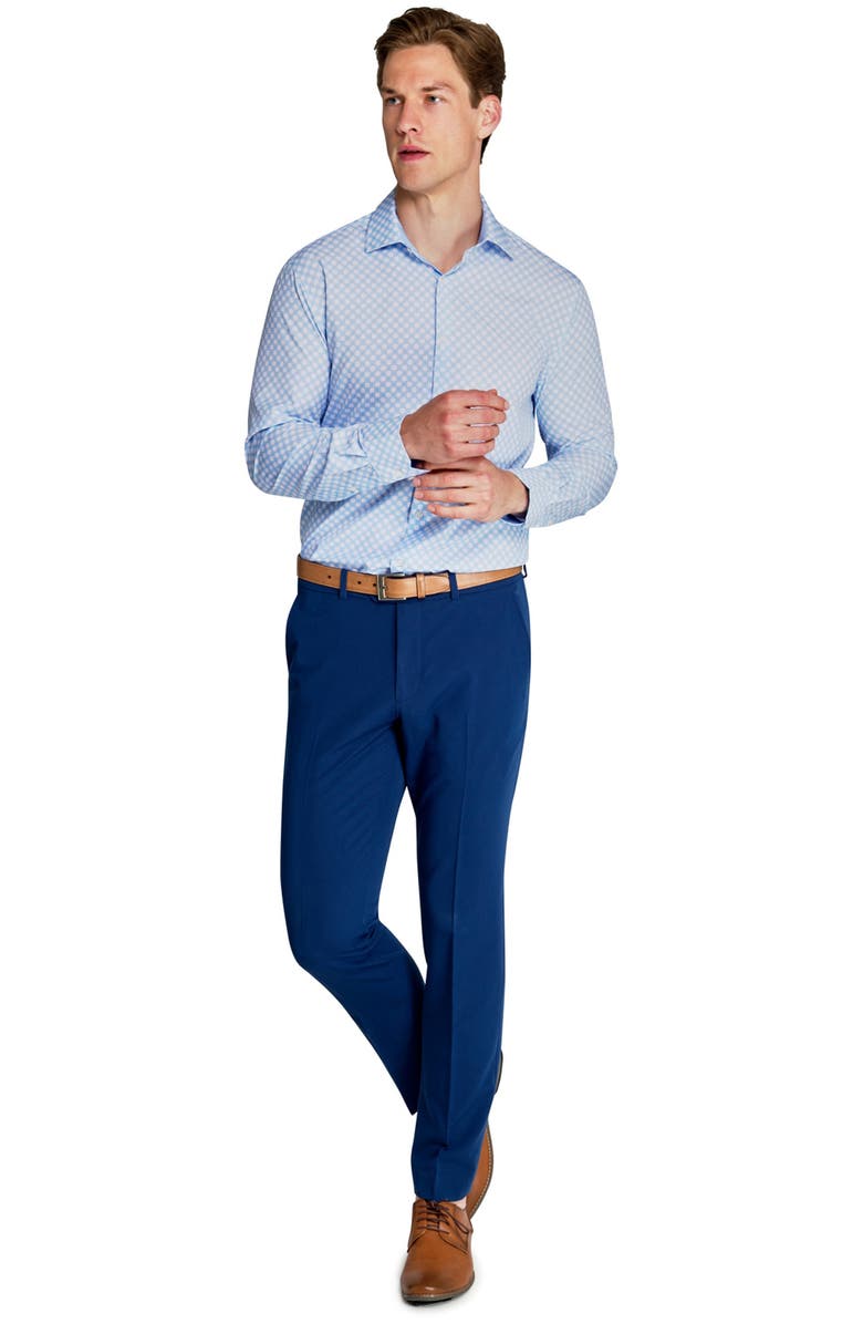 W.R.K Slim Fit Checker Print Performance Dress Shirt, Alternate, color, White/ Blue