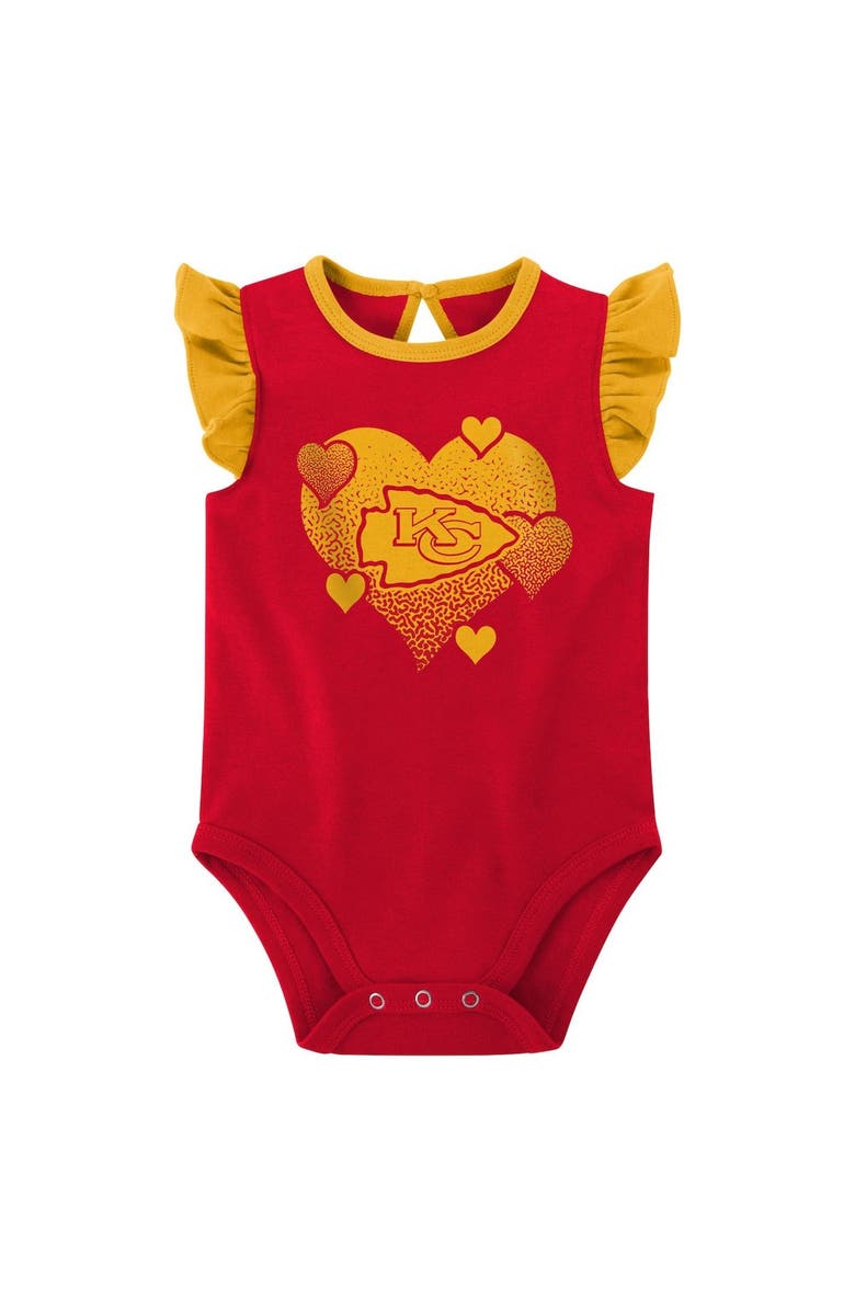 Outerstuff Girls Newborn & Infant Red/Gold Kansas City Chiefs Spread the Love 2-Pack Bodysuit Set, Alternate, color, 