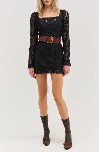 For Love & Lemons Claudia Rose Lace Long Sleeve Minidress