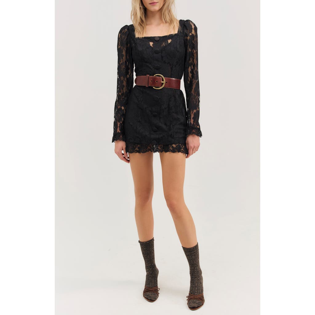 For Love & Lemons Claudia Rose Lace Long Sleeve Minidress in Black  product