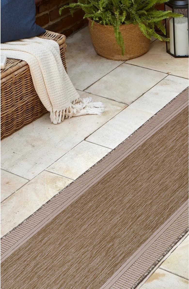 JONATHAN Y Hali Coastal Casual Wide Stripe Border Indoor/Outdoor Area Rug, Alternate, color, Beige/Cream
