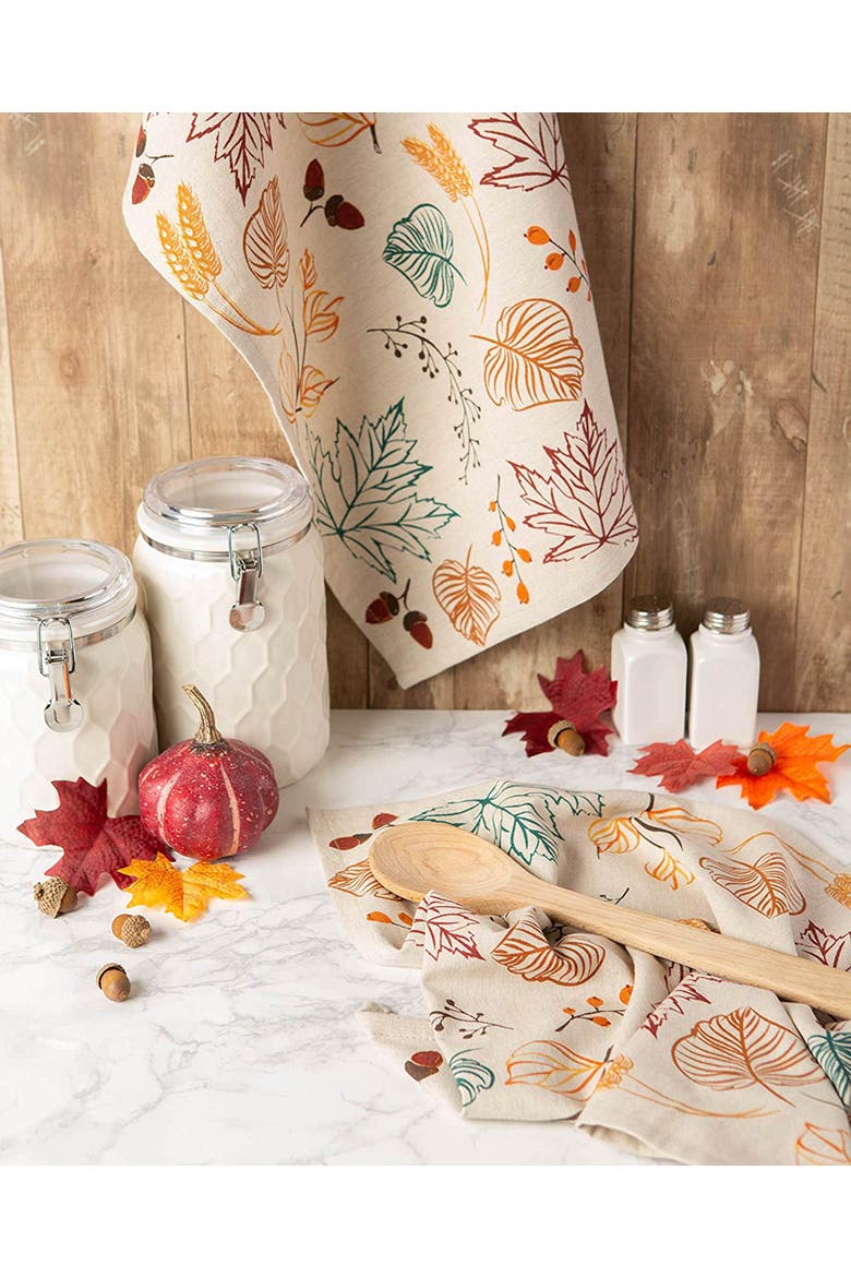 Autumn Leaves Printed Dishtowel Set/2, Alternate, color, Autumn Leaves