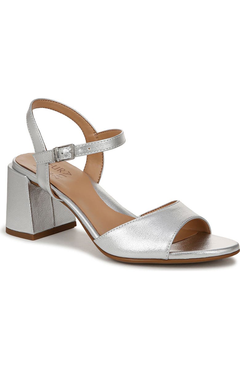 Naturalizer Daisy Block Heel Sandal, Main, color, Silver
