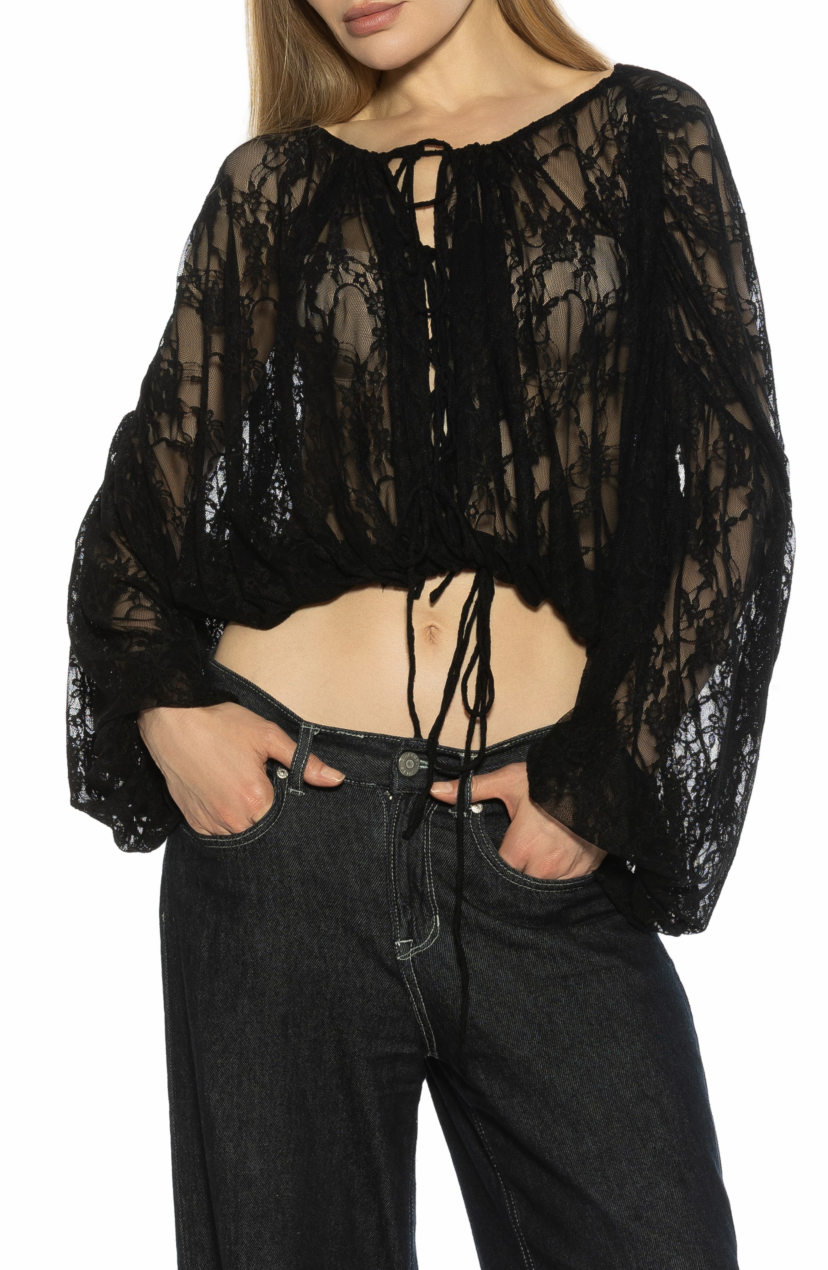 Alexia Admor Luca Sheer Lace Top